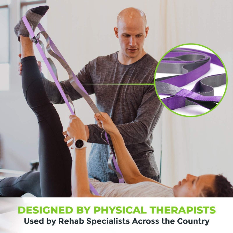 Gradient Fitness Stretching Strap for Physical Therapy, 12 Multi-Loop Stretch Strap 1" W x 8' L, Neoprene Handles, Physical Therapy Equipment, Yoga Straps for Stretching, Leg Stretcher (Purple) - Image 3